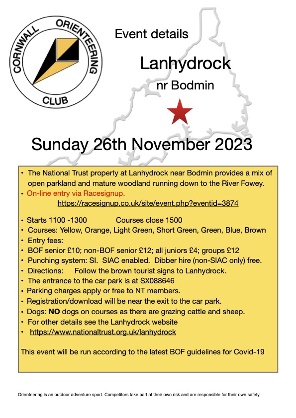 Flyer for Lanhydrock event 