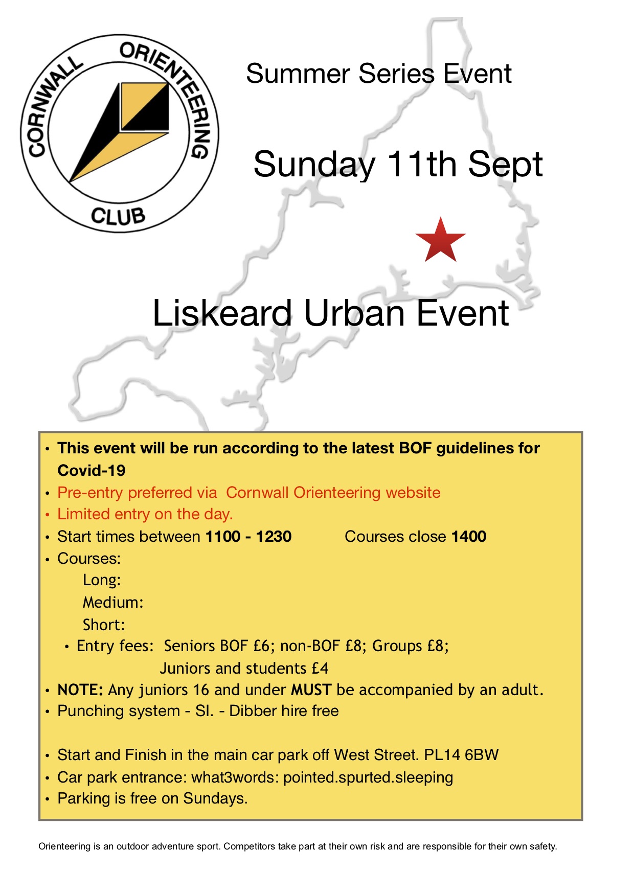 Flyer for Liskeard urban event 20222