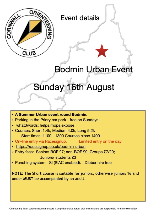 Bodmin flyer 2026 flyer for Bodmin event 2026