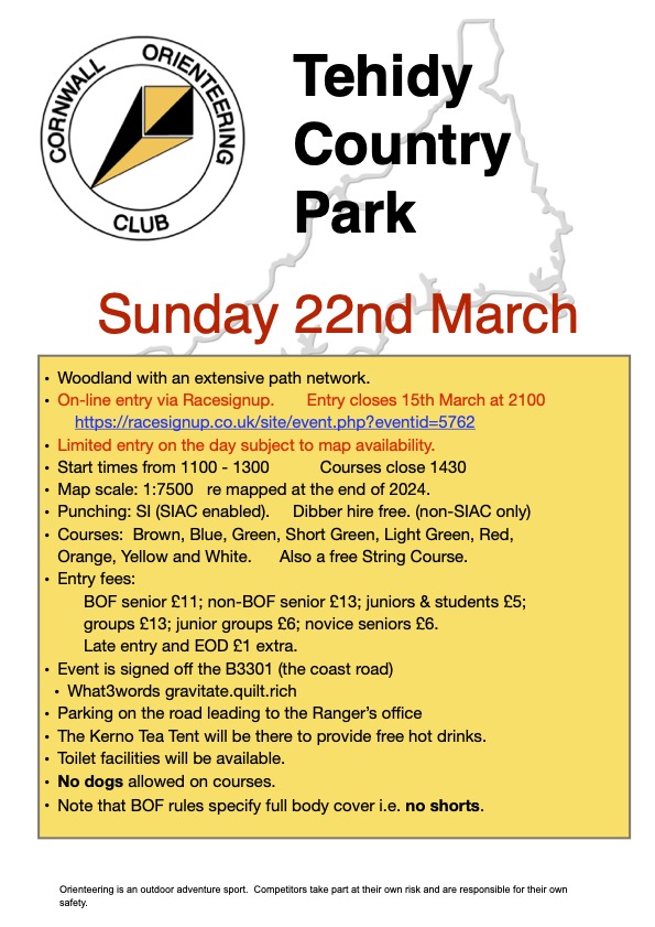 Tehidy Flyer 2026 Flyer for Tehidy event 2026