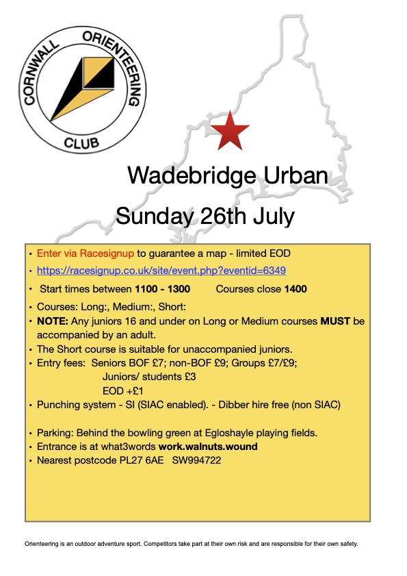 Wadebridge 26 flyer flyer for Wadebridge Urban event 2026